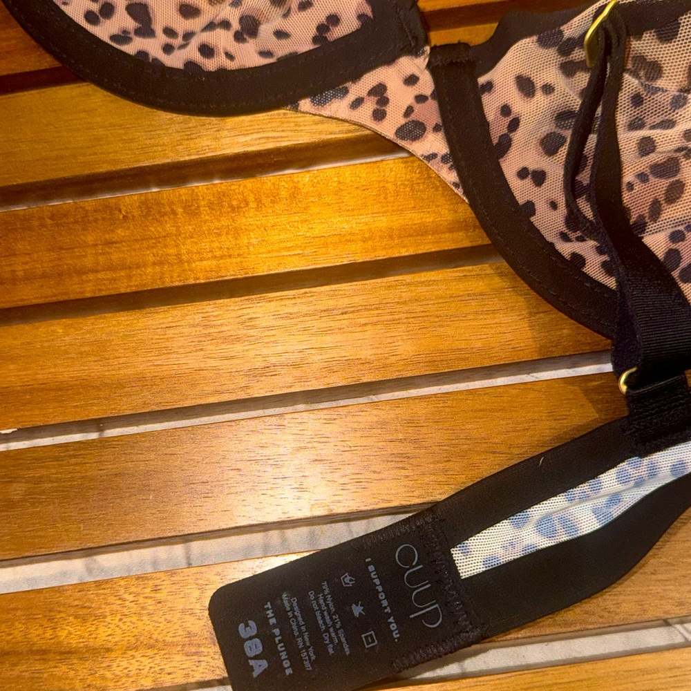 CUUP The Plunge Mesh Underwire Sheer Cheetah Animal Leopard Print UW Bra 38A - Picture 12 of 14